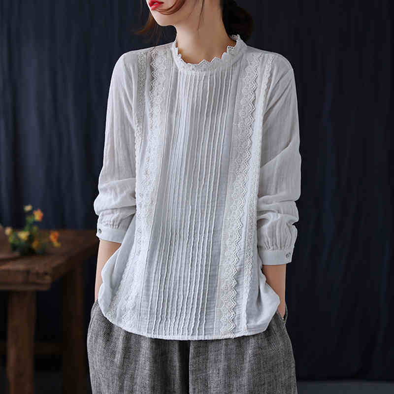Johnature Women Korean Style T-Shirts Patchwork Embroidery Casual Clothes Spring O-Neck Long Sleeve Female T-Shirts 210521, White
Johnature Women Korean Style T-Shirts Patchwork Embroidery Casual Clothes Spring O-Neck Long Sleeve Female T-Shirts 210521, White