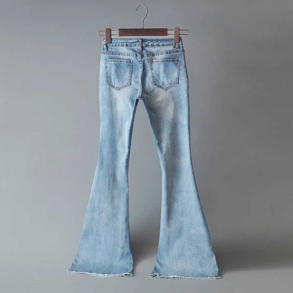 LASPERAL Spring Women Blue Mid Waist Flare Bell Bottoms Ladies Sexy Stretching Jeans Fashion Wide Leg Denim Trousers SH190828