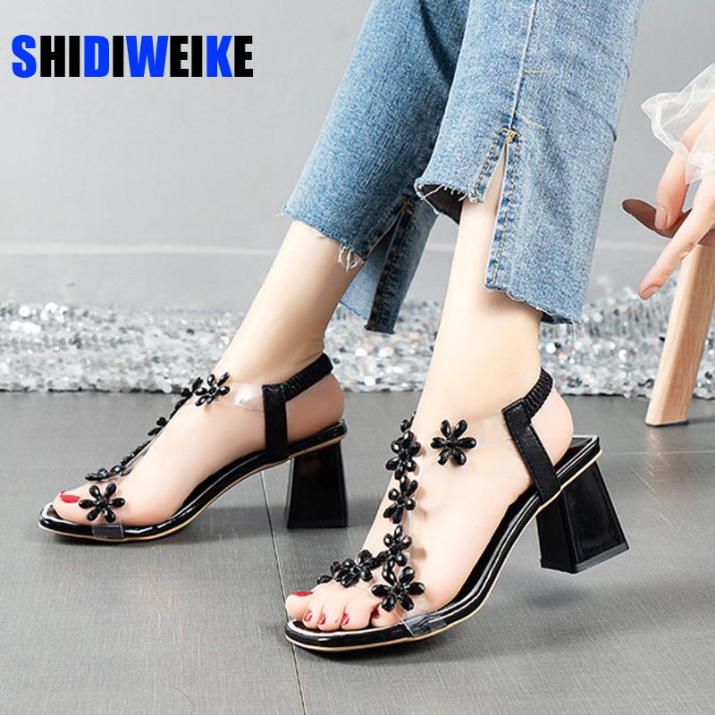 Sandals Women Transparent Crystal Square Heel Woman Waterproof Beach Sandal Lady High Heels Shoes Drop Ship AC898, Black
Sandals Women Transparent Crystal Square Heel Woman Waterproof Beach Sandal Lady High Heels Shoes Drop Ship AC898, Black