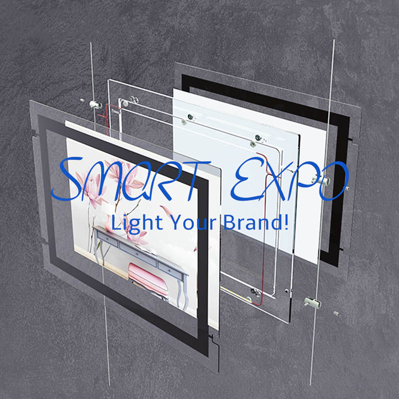 40*60cm Real Agency Window Advertising Display Light Box with Electric Conductive Steel Hanging Wires Firm Wooden Case Packing