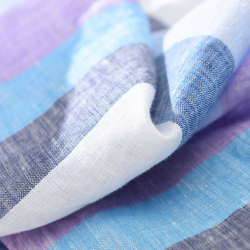 Men Tshirt Striped Short Sleeve Tee 100%Pure Linen O-Neck Tops Summer Casual Trend T-Shirts Male Fashion Clothing 210601