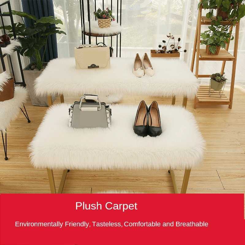 Plush Carpet Display Counter Shelf Mat Floor Dressing Table Shop Decoration Interior Bedroom Living Room Fur Rug Door Round Y0803 H260226