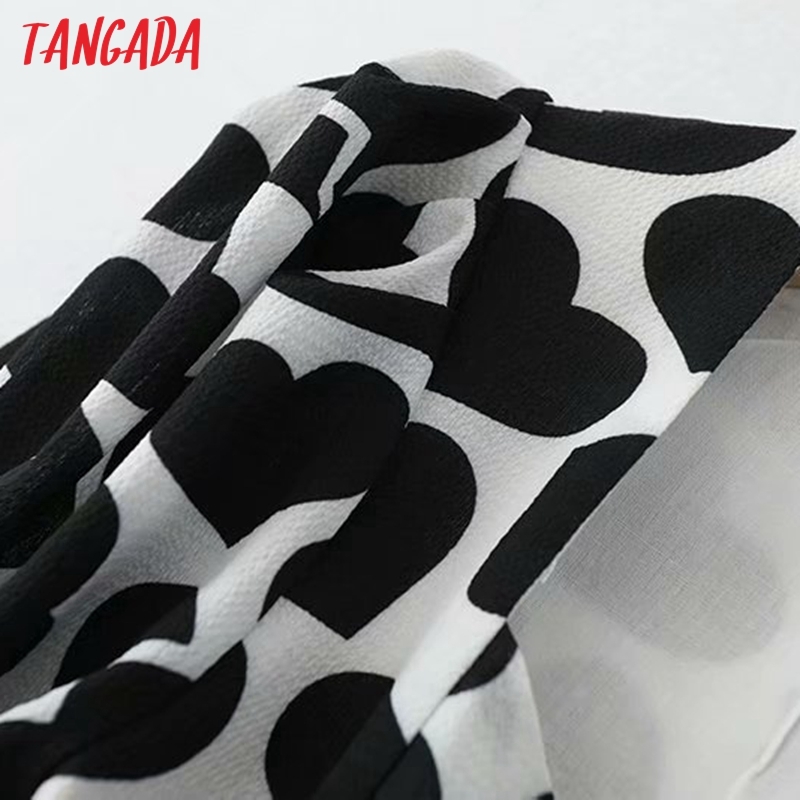 Women Retro Heart Print Crop Long Sleeve Chic Female Short Blouse Shirt Tops 5B20 210416