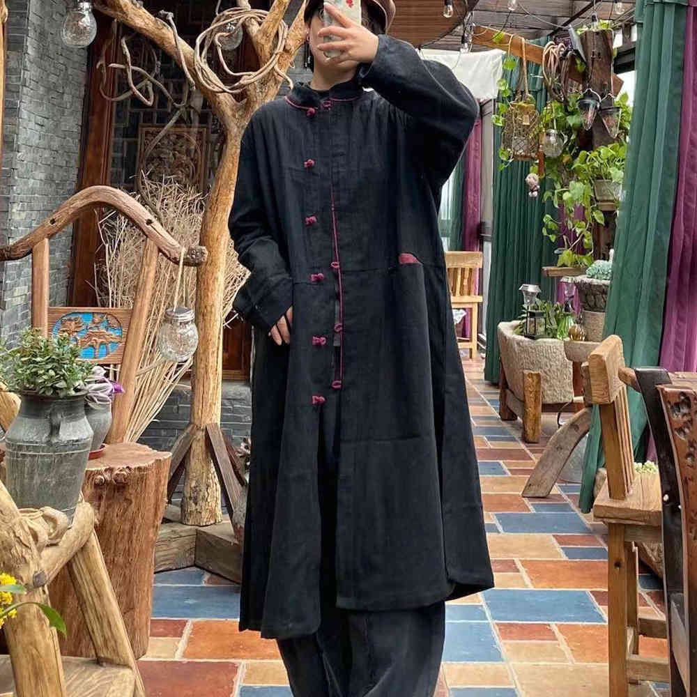 Johnature Women Linen Black Trench Vintage Chinese Style Coats Button Stand Long Sleeve Pockets Spring High Quality Trench 210521
Johnature Women Linen Black Trench Vintage Chinese Style Coats Button Stand Long Sleeve Pockets Spring High Quality Trench 210521