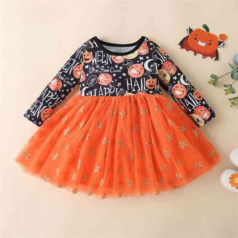 Arrivals Summer Children Sets Long Sleeve Print Star Mesh Dresses Halloween Style Cute 2Pcs Girls Clothes 2-7T 210629, Orange
Arrivals Summer Children Sets Long Sleeve Print Star Mesh Dresses Halloween Style Cute 2Pcs Girls Clothes 2-7T 210629, Orange