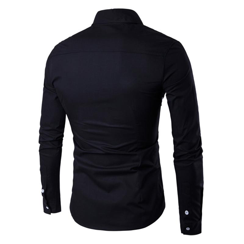 Color Patchwork Fashion Men's Shirts M-3XL Young Man Slim Fit Full Sleeve Geometric Print Casual Boy Clothes