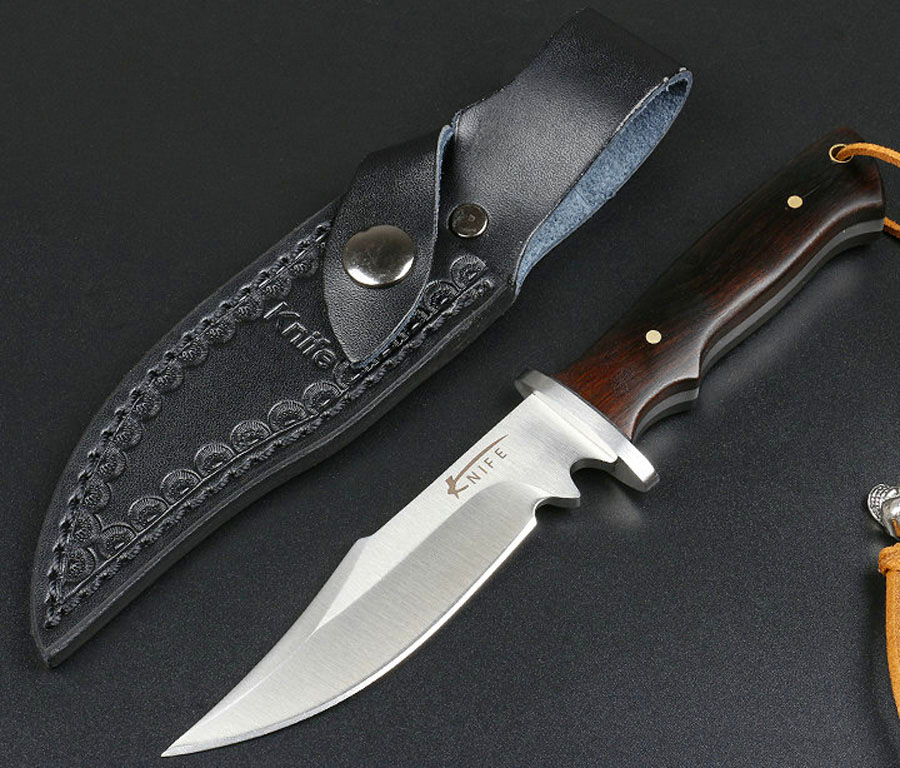 New Arrival Small Survival Straight Hunting Knife 440C Satin Bowie Blade Full Tang Ebony Handle Fixed Blade Knives With Leather Sheath
New Arrival Small Survival Straight Hunting Knife 440C Satin Bowie Blade Full Tang Ebony Handle Fixed Blade Knives With Leather Sheath