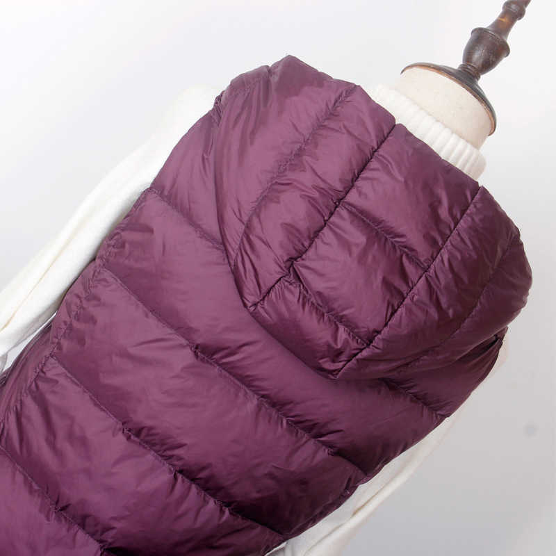 Schinteon Women Ultra Light Down Long Vest with Hood Casual Slim Waistcoat White Duck Down Gilet Arrival 210819