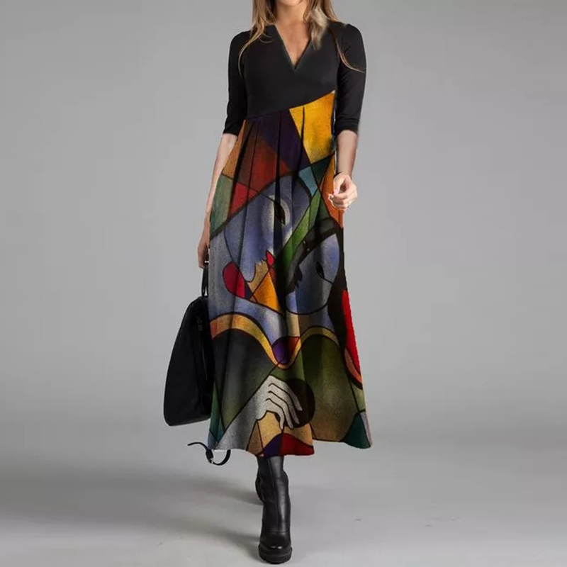 2021women elegant cross v-neck print a-line dress autumn winter vintage long sleeves slim party dresses female casual loose vestidos, Black;gray
2021women elegant cross v-neck print a-line dress autumn winter vintage long sleeves slim party dresses female casual loose vestidos, Black;gray