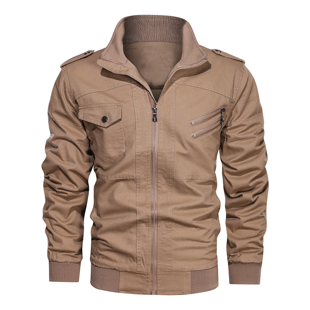 Pure Cotton Jacket Men Autumn Cargo Military Zipper Jackets Mens Air Force Fly Pilot Coats Male Windbreaker Bomber Outwear B0753 210518