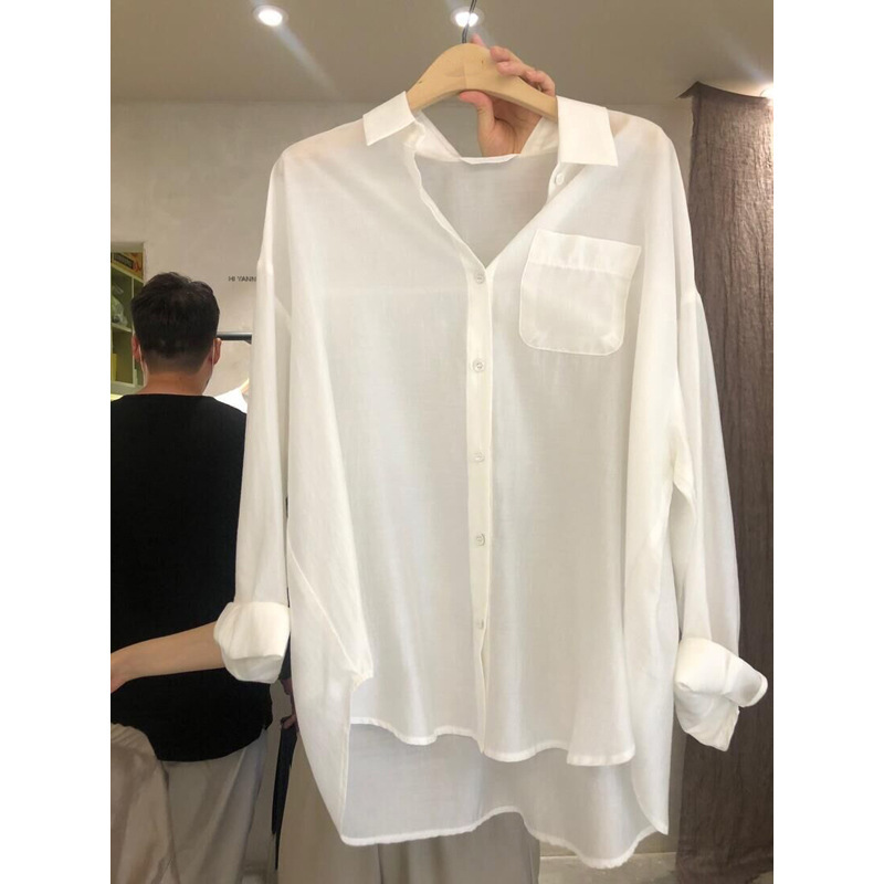 Simple Blouse Women's Spring Solid Color Fashion Lapel Single Breasted Loose Long Sleeve Female Shirt 5A982 210427