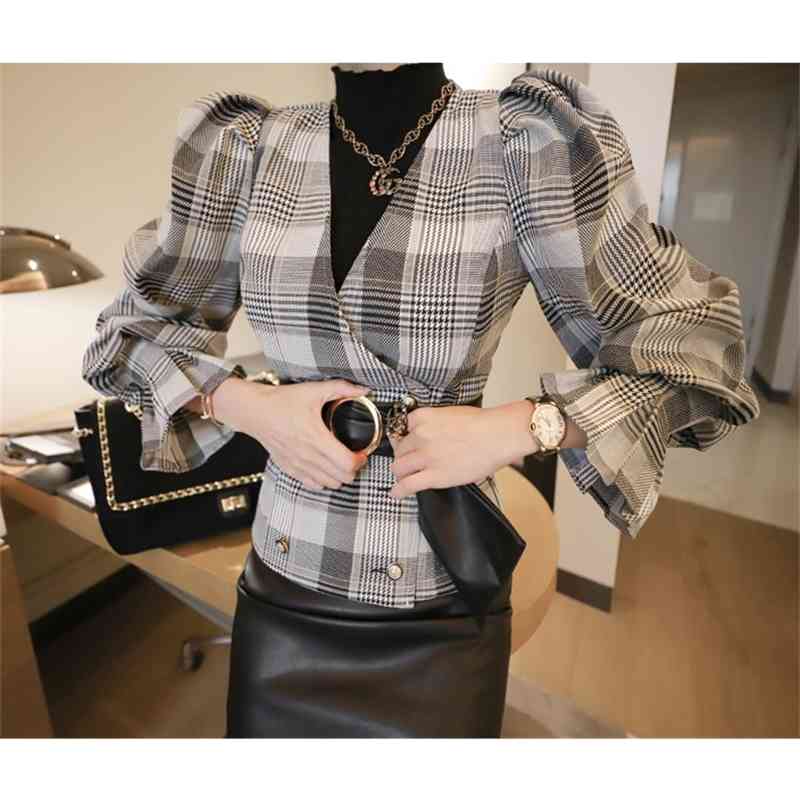 Korea fashion 2 Pieces Suits Women Autumn Plaid Printed Suede Fashion Work Sheath Bodycon Pencil Skirt Office Set 210519