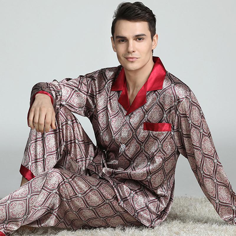 Men's Sleepwear Plus Size L-3XL Men Pyjamas Long Sleeve Nightwear Pijam Print Casual Home Wear Autumn Pajama Sets Silk Satin Set, Black;brown
Men's Sleepwear Plus Size L-3XL Men Pyjamas Long Sleeve Nightwear Pijam Print Casual Home Wear Autumn Pajama Sets Silk Satin Set, Black;brown