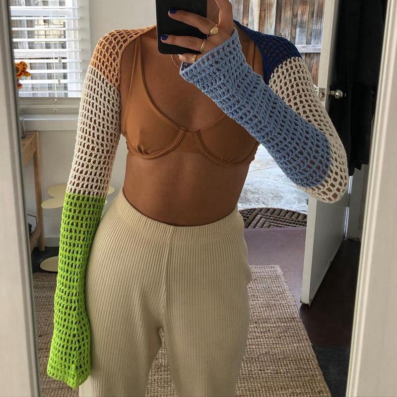 Women's T-Shirt Sexy Crop Top Y2K Patchwork Crocheted Shawl Long Sleeves Mini Cover-ups Knitted Hollow Out Women Fashion Streetwear
Women's T-Shirt Sexy Crop Top Y2K Patchwork Crocheted Shawl Long Sleeves Mini Cover-ups Knitted Hollow Out Women Fashion Streetwear