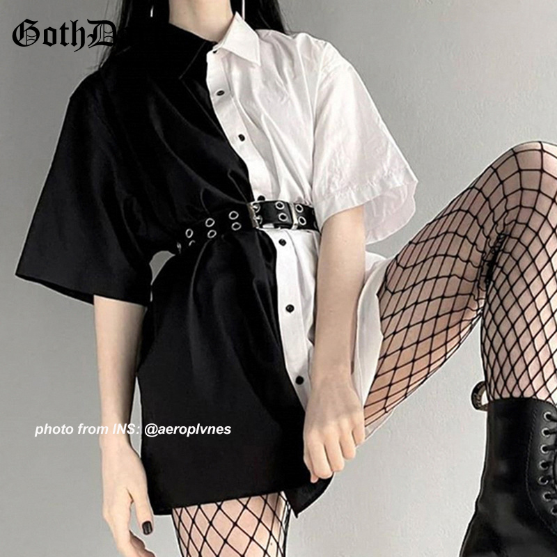 Goth Dark Loose High Waist Mini Dress Patchwork Summer Fashion Gothic Women Dress Turn-Down Collar Casual Party Dresses 2021 90s, As seen
Goth Dark Loose High Waist Mini Dress Patchwork Summer Fashion Gothic Women Dress Turn-Down Collar Casual Party Dresses 2021 90s, As seen