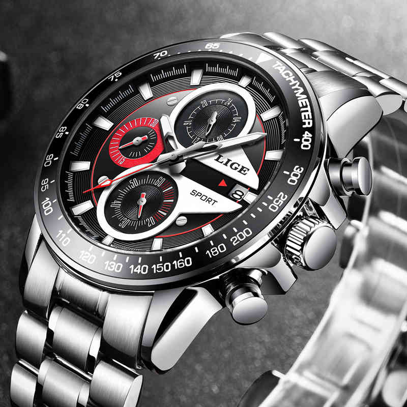 LIGE Fashion Men Watches Male Creative Business Chronograph Quartz Clock Stainless Steel Waterproof Watch Men Relogio Masculino LY191217