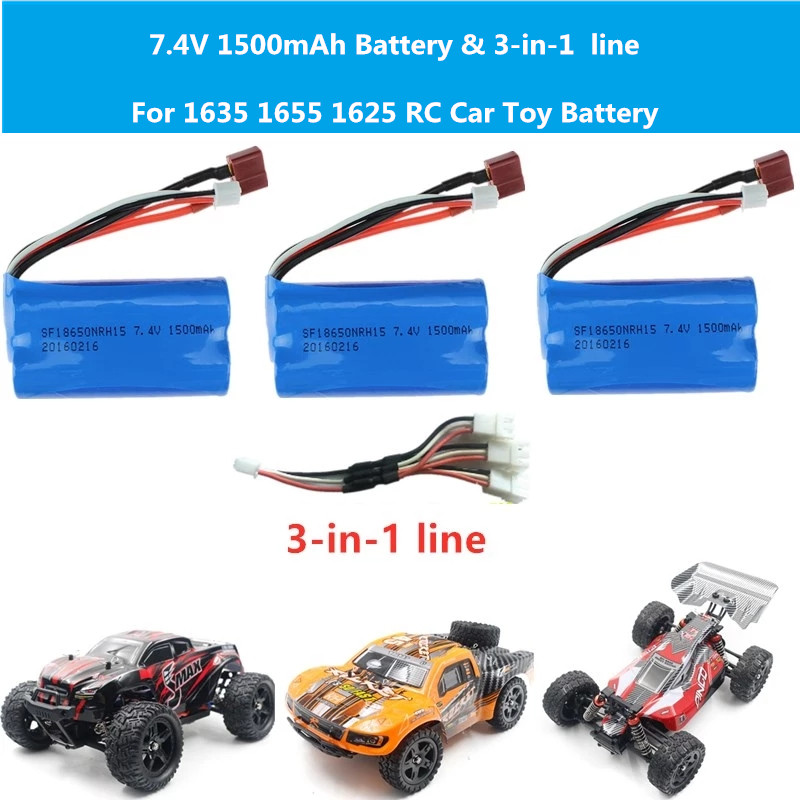 2PCS or 3PCS 4PCS 7.4V 1500mAh Battery Spare Part For 1635 1655 1625 RC Car Battery 1635 RC Car 3-to-1 USB Line
2PCS or 3PCS 4PCS 7.4V 1500mAh Battery Spare Part For 1635 1655 1625 RC Car Battery 1635 RC Car 3-to-1 USB Line