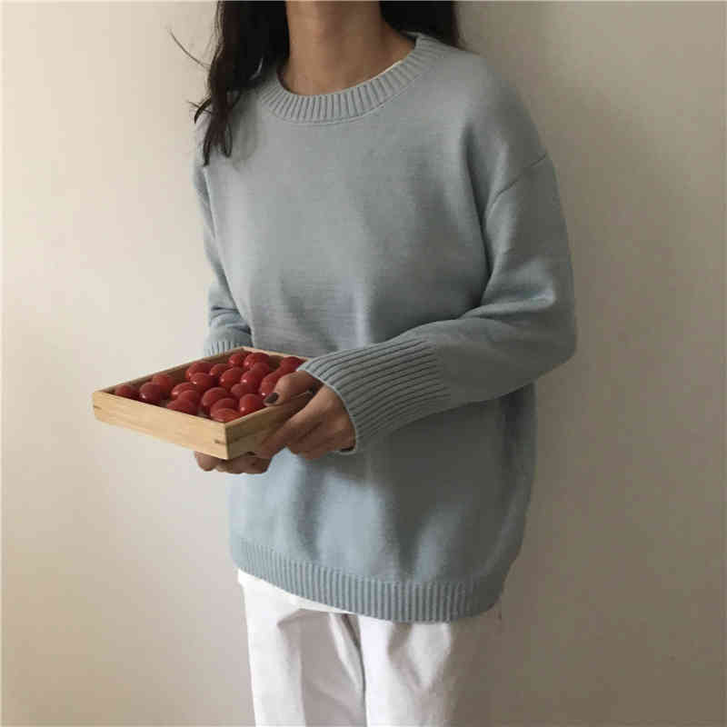 OL Vintage Outwear Pullover Tops Basic Bottoming Sweater Women Spring Autumn Elegant Knitted Sweaters 6 Colors 210421