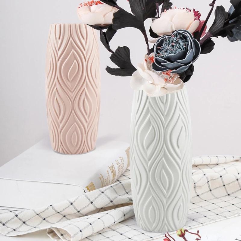 Imitation Ceramic Vase Home Decor Shatterproof Flower Pot Nordic Decoration Plastic Decorative Vases Modern