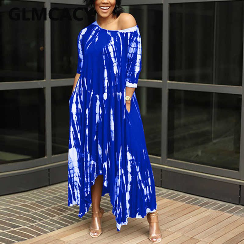 Tie Dye Off Shoulder Causal Maxi Dress 210702