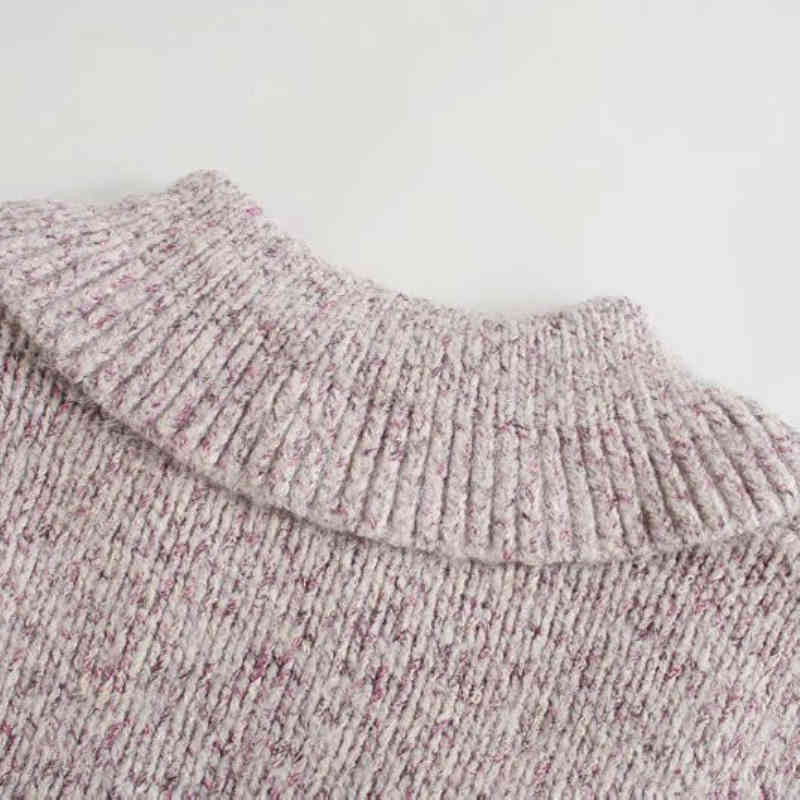 Casual Woman Loose Peter Pan Collar Sweater Fashion Ladies Autumn Lantern Sleeve Knitwear Female Sweet Oversized Tops 210515