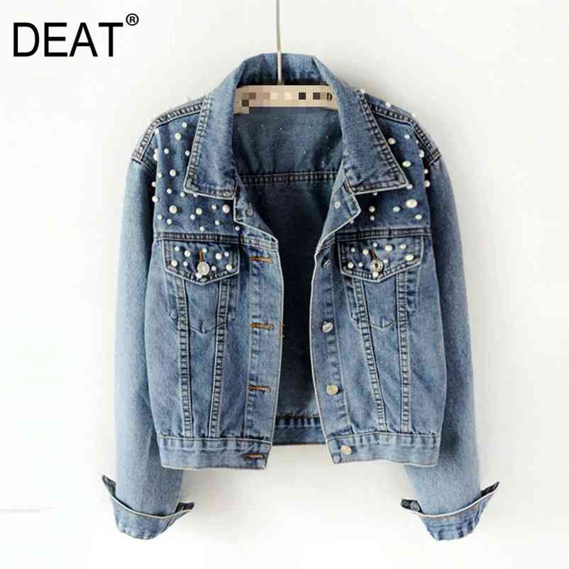 DEAT Fast Delivery Autumn Fashion Womens Denim Jacket Full Sleeve Loose Button Pearls Short Lapel Wild Leisure AP446 210722, Black
DEAT Fast Delivery Autumn Fashion Womens Denim Jacket Full Sleeve Loose Button Pearls Short Lapel Wild Leisure AP446 210722, Black