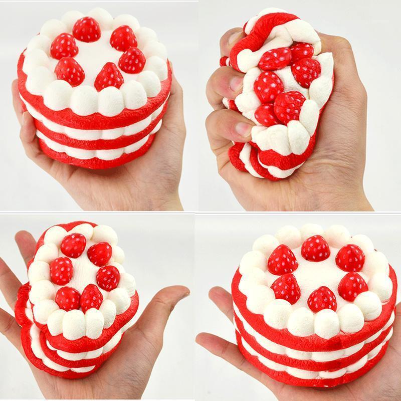 

Kitchens & Play Food Wholesale- 12CM Random Squishy Strawberry Cake Scented Super Rising Toy Strap1