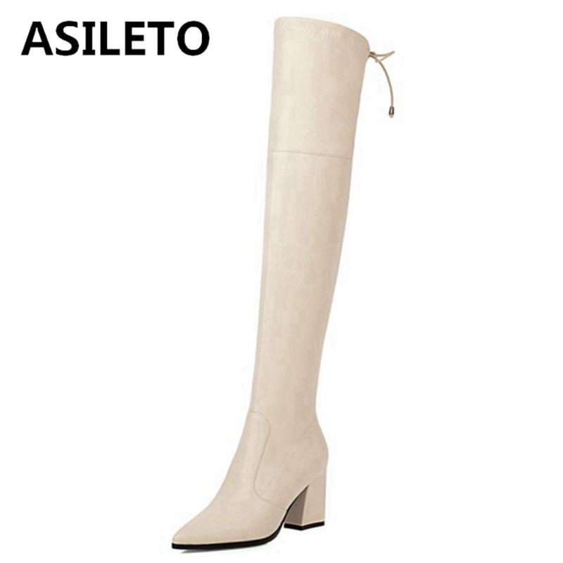 Boots ASILETO 2021 Over The Knee Stretch Sexy Zip Lace Up Pointed Toe .5CM Block Heel US15 Black Silver Apricot Yellow A4439
Boots ASILETO 2021 Over The Knee Stretch Sexy Zip Lace Up Pointed Toe .5CM Block Heel US15 Black Silver Apricot Yellow A4439