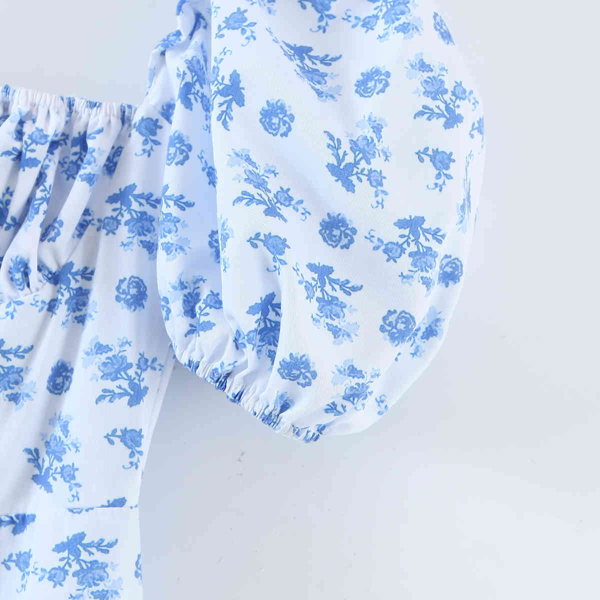 Floral Print Ball Gown Dress Puff Sleeve Retro Women Adjust Ruched Collar Hem Slit Swing Long Dresses Fairy Vestidos 210429