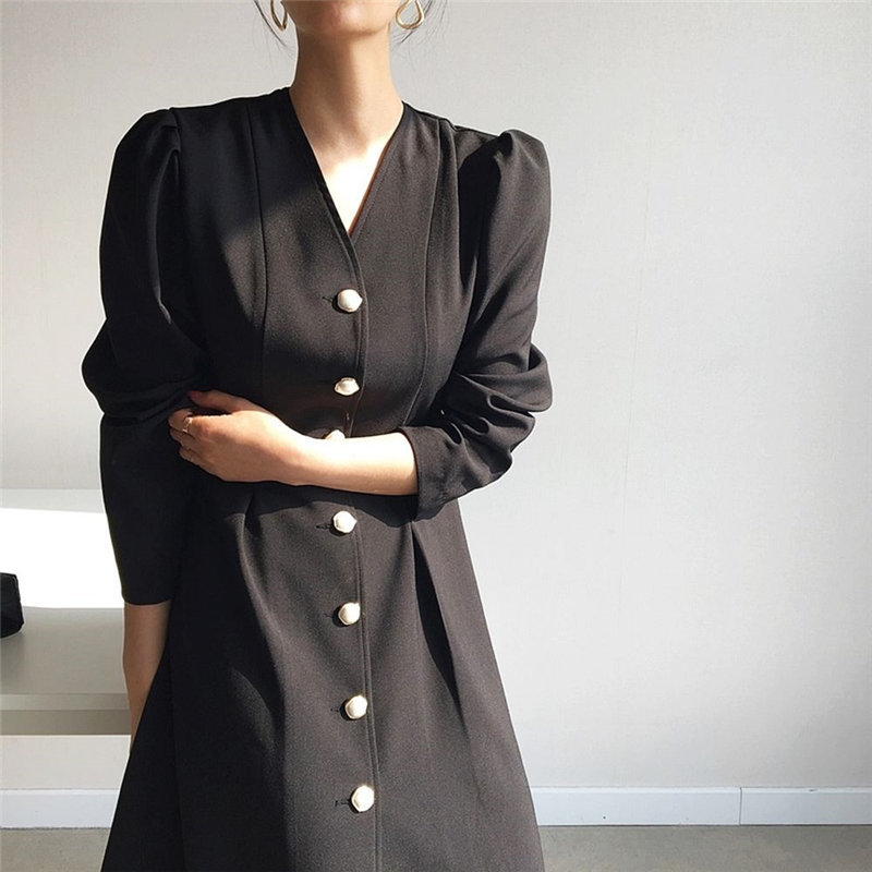 Korean Office Lady V-Neck Sexy Brief Dress Slim Fashion Chic High Waist Women Elegant OL Work Wear Dresses 210421