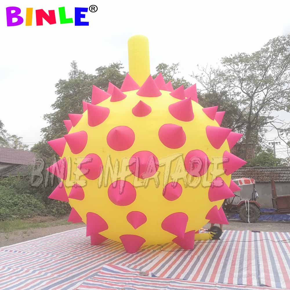 Supply complete giant inflatable durian with different colors for spiky parts a body custom fruit model to store promotion
