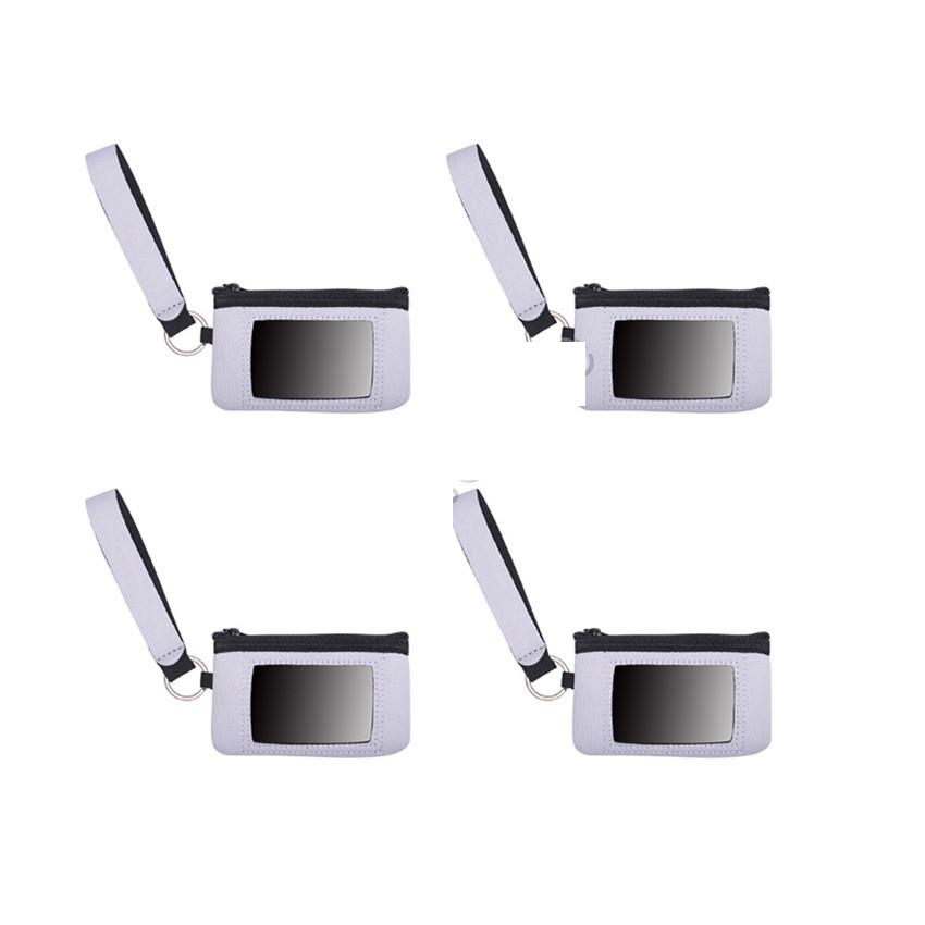 2021 NEW Sublimation Blank Credit Card Holder Slot Wallets Thermal Heat Transfer Print Neoprene Purse with Lanyard Wristlet Wallets Handbags