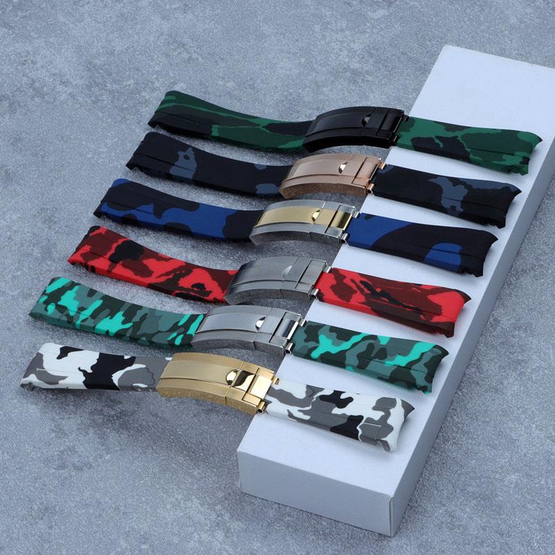 Watch Bands Brand 20mm Camo Blue Red Gray Green White Soft Rubber Watchband Strap For ROLE RX Submarine Sub-mariner Belt
Watch Bands Brand 20mm Camo Blue Red Gray Green White Soft Rubber Watchband Strap For ROLE RX Submarine Sub-mariner Belt