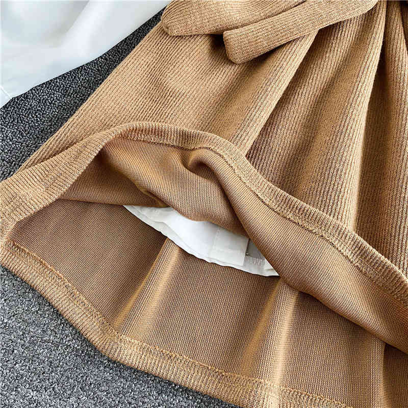 Nomikuma Spring Korean Women Blouse 2pieces Sets Long Sleeve Blusas Shirt + Bow Bandage Slim Waist Vest Elegant Suits 6D876 210427