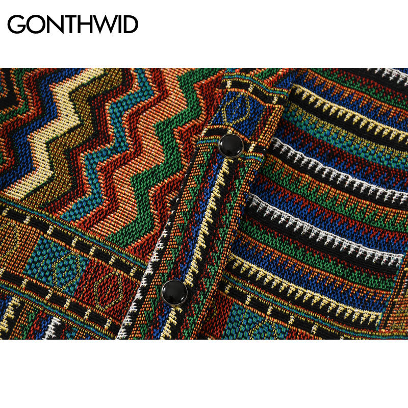 GONTHWID National Style Color Block Geometric Pattern Long Sleeve Tees Shirts Streetwear Hip Hop Harajuku Casual Loose Shirt Top 210410