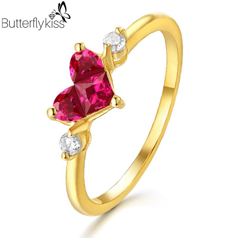 Cluster Rings BK 14k Genuine Gold 585 For Women Red Corundum Heart Shape Sweet Lovely Fine Jewelry Cute Female Wedding Gifts, Golden;silver 
Cluster Rings BK 14k Genuine Gold 585 For Women Red Corundum Heart Shape Sweet Lovely Fine Jewelry Cute Female Wedding Gifts, Golden;silver