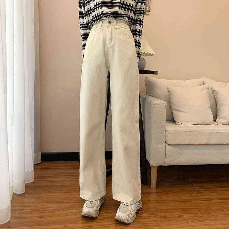 Straight Leg Jeans For Women High Waist Stretch Denim Trousers Mom Jean Baggy Pants Casual Comfort Oversize 211129