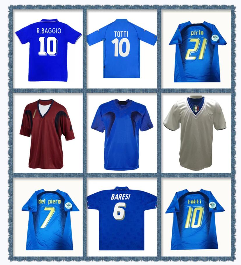 Top 1994 1996 1998 Italy Retro soccer jerseys 2006 MALDINI football shirt BAGGIO R. jersey TOTTI PIRLO Classic maillot de foot, Beige 
Top 1994 1996 1998 Italy Retro soccer jerseys 2006 MALDINI football shirt BAGGIO R. jersey TOTTI PIRLO Classic maillot de foot, Beige