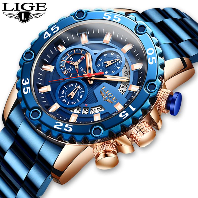 Wristwatches LIGE 2021 Watch Men Fashion Blue Full Steel Big Dial Mens Watches Top Calendar Waterproof Sport Quartz Clock, Slivery;brown
Wristwatches LIGE 2021 Watch Men Fashion Blue Full Steel Big Dial Mens Watches Top Calendar Waterproof Sport Quartz Clock, Slivery;brown