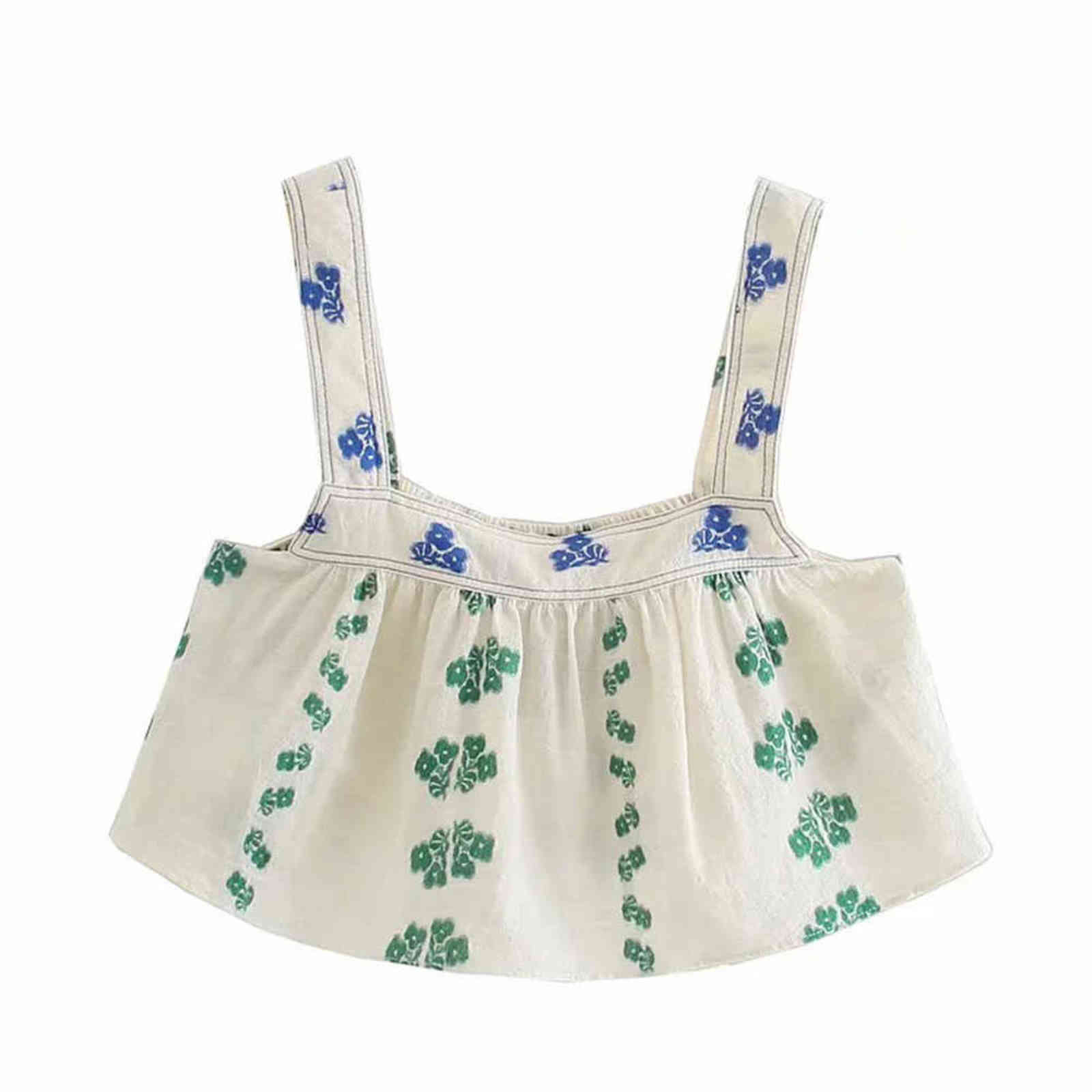XEASY Women Summer Two-Piece Set Vintage Floral Elastic Tank Top Sleeveless Slim Cute Girl High Waist Pants 211105