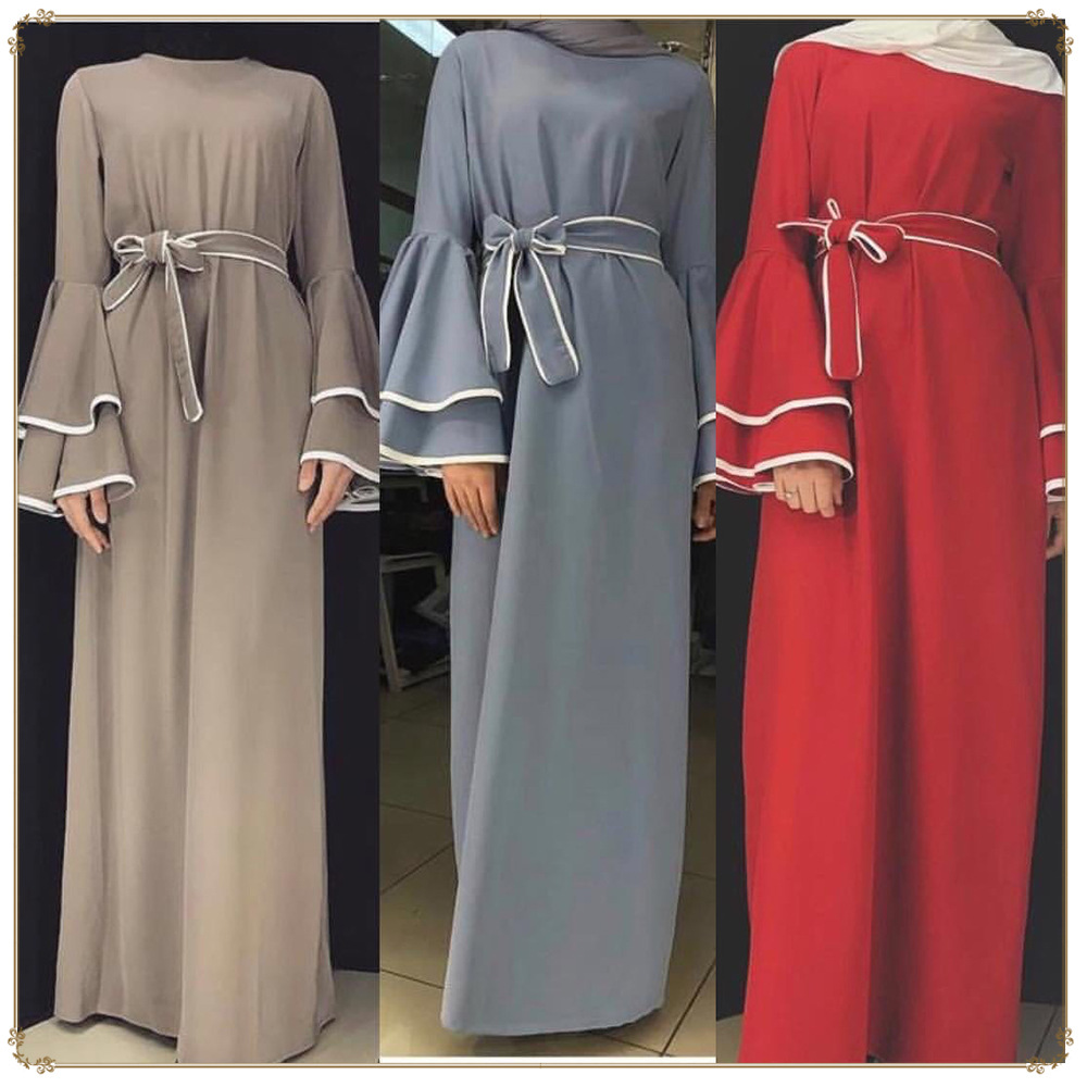 Turkey Muslim Women Dress Flare Sleeve Lace-up Loose Maxi Dresses Moroccan Kaftan Tunic Middle East Arab Islamic Clothing Abayas
Turkey Muslim Women Dress Flare Sleeve Lace-up Loose Maxi Dresses Moroccan Kaftan Tunic Middle East Arab Islamic Clothing Abayas