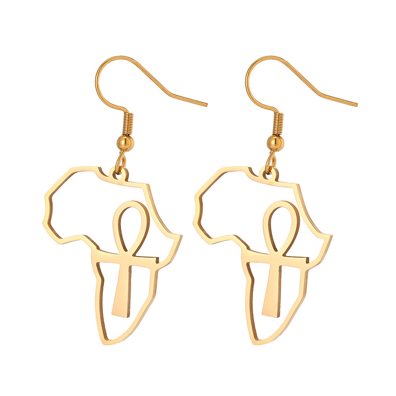 Charm Earrings European and American Fashion Cross Map Golden Stainless Steal Cross-Border
Charm Earrings European and American Fashion Cross Map Golden Stainless Steal Cross-Border
