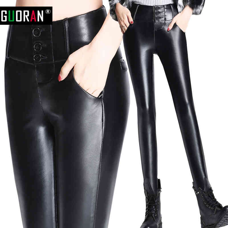 Thicken Winter PU faux leather pants women patchwork high waist button fly pencil pants female trousers legging Plus size 210519, Black thin
Thicken Winter PU faux leather pants women patchwork high waist button fly pencil pants female trousers legging Plus size 210519, Black thin
