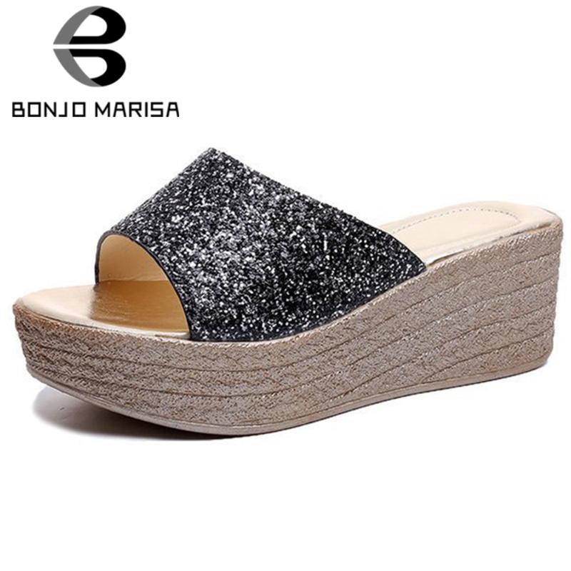 Slippers BONJOMARISA Ladies Daily Fashion Shining Slides Comfort High Platform Women 2021 Summer Beach Casual Wedges Shoes Woman, Black
Slippers BONJOMARISA Ladies Daily Fashion Shining Slides Comfort High Platform Women 2021 Summer Beach Casual Wedges Shoes Woman, Black