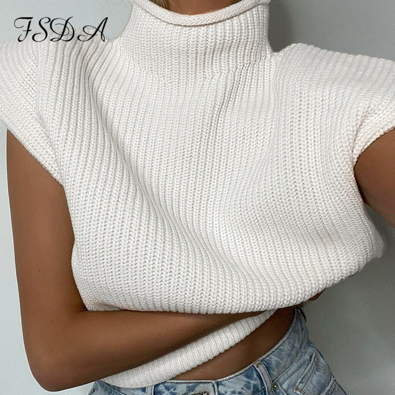 turtleneck sleeveless vest sweater women 2021 with shoulder pads knitted pullover autumn winter jumper casual fashion, Black;white
turtleneck sleeveless vest sweater women 2021 with shoulder pads knitted pullover autumn winter jumper casual fashion, Black;white