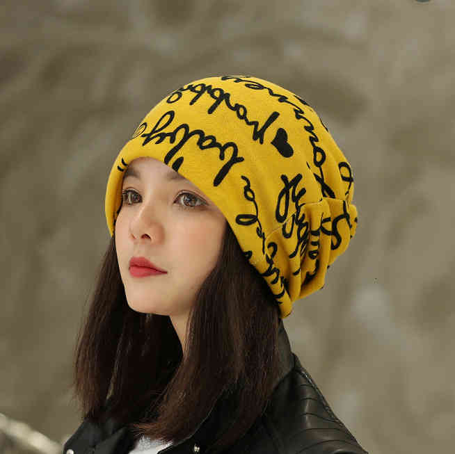 Hats Caps Double Layer Smiling Face Love Letter Headscarf Hat Multifunctional Cover Head and Month Cap