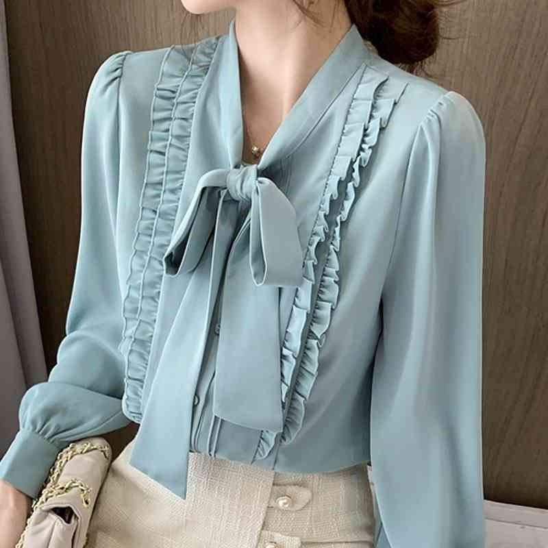 Long Sleeve Ruffles Chiffon Blouse Shirt Women Tops Blouse Women Blusas Mujer De Moda Bow Collar Blouse Women Blouses E349 210602, White
Long Sleeve Ruffles Chiffon Blouse Shirt Women Tops Blouse Women Blusas Mujer De Moda Bow Collar Blouse Women Blouses E349 210602, White