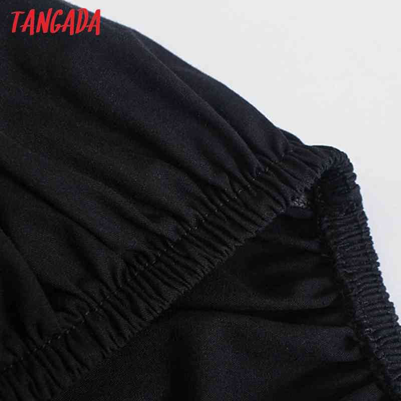 Women Retro Black Backless Crop Puff Short Sleeve Summer Chic Female Slim Shirt Tops 4N16 210416
