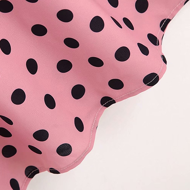 Polka Dot Print Women Shirt Dress Bow Tie Collar Long Sleeve Pleated Dress Vintage Ladies Midi Office Dresses Vestidos 210414