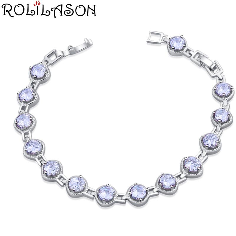 Link, Chain ROLILASON Simple Design White 925 Silver Crystal Zircon Bracelet, Fashion Wedding Gift For Women TB1155
Link, Chain ROLILASON Simple Design White 925 Silver Crystal Zircon Bracelet, Fashion Wedding Gift For Women TB1155